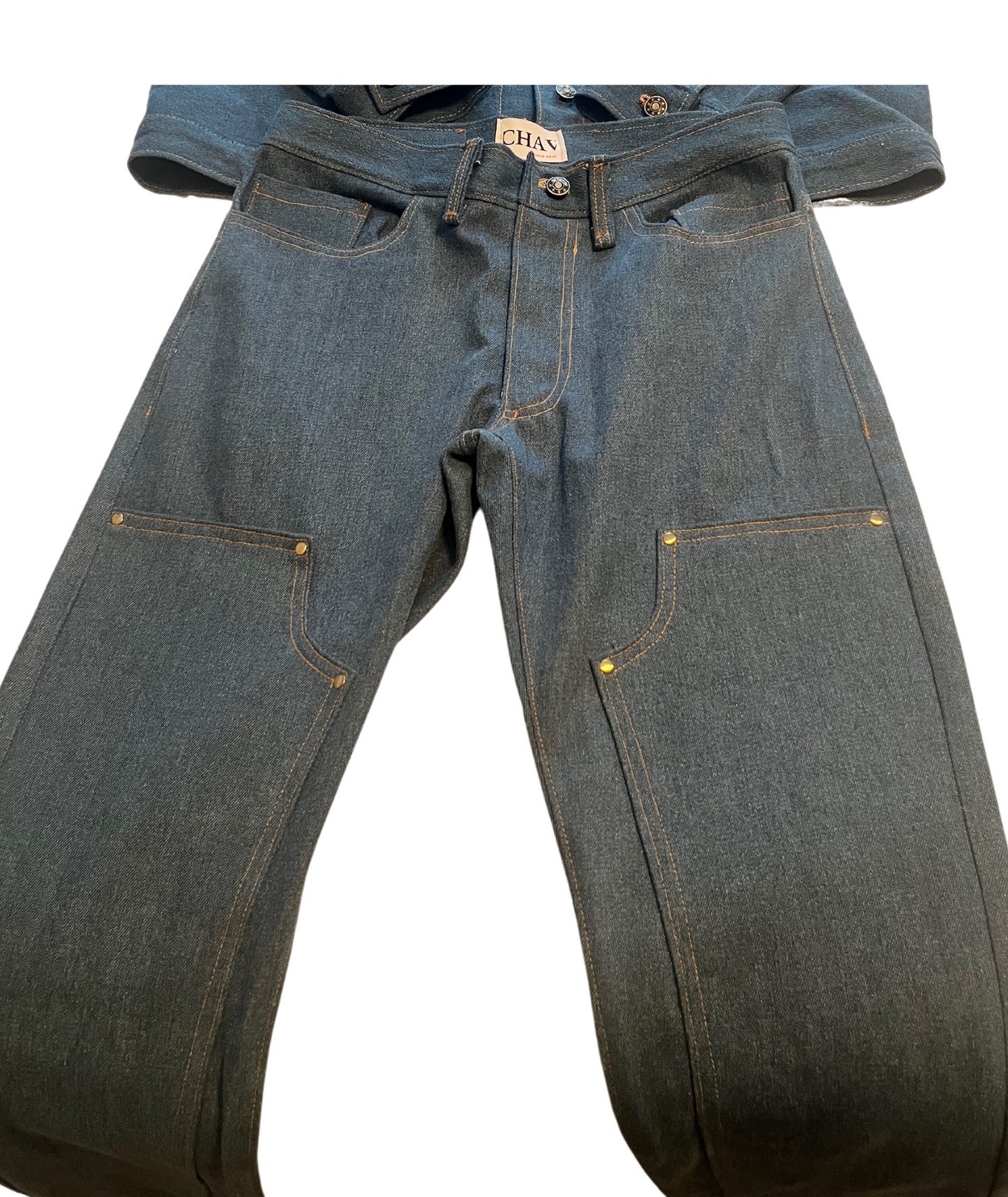 Blue Denim Double Pocket Carpenter Pants